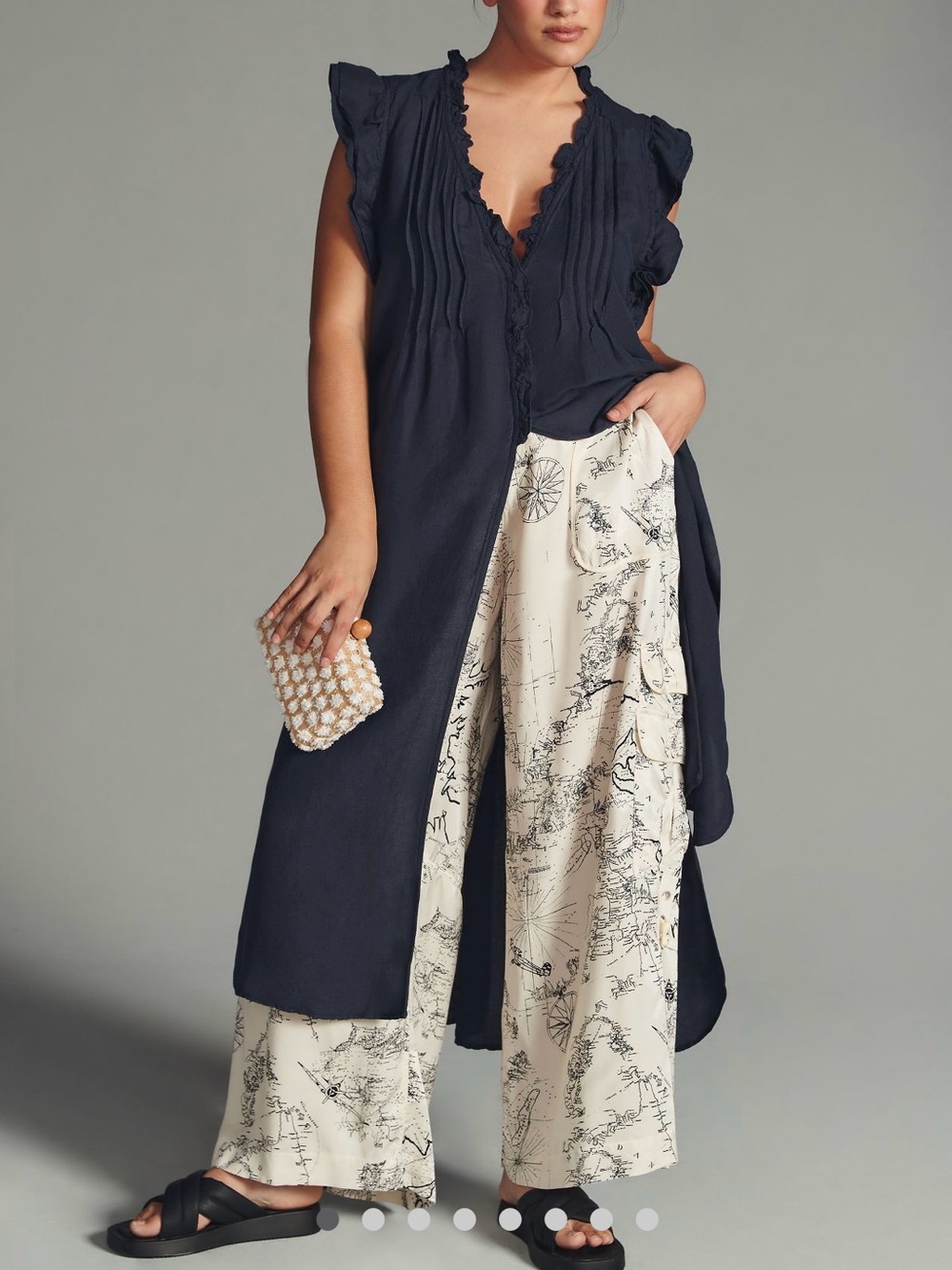 Anthropologie Small Petite Navy Blue Top / Duster